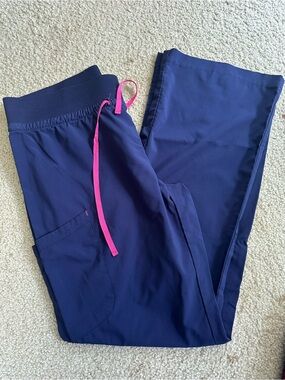 Smitten Navy Medical Scrub Pants with Hot Pink Drawstring